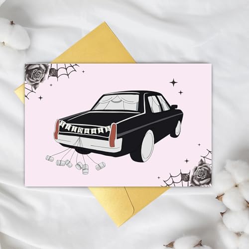 Gothic Halloween Anniversary Card Spooky Hearse Greeting Card