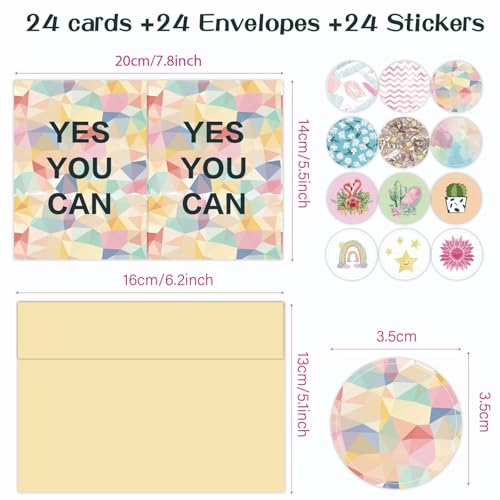 24 Inspirational Motivational Cards with Envelopes - Uplifting Messages