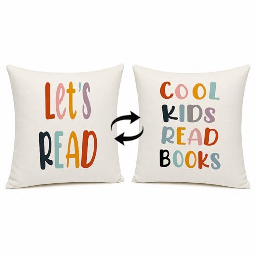 Rusenbao Cool Kids Read Books Throw Pillow Cover, 18x18 Soft Flannel Case
