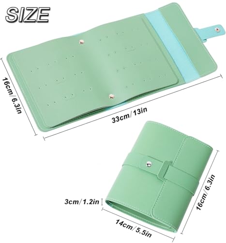 QBestry Travel Earring Organizer Book - 42 Pairs Waterproof PU Leather, Tangle-Free Storage, Compact Design for Women & Girls - Green