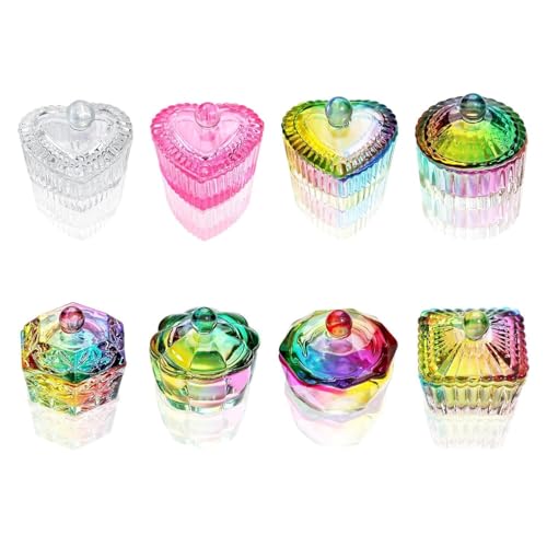 Zhuluck Pink Heart Glass Dappen Dish for Acrylic Nail Liquid and Powder
