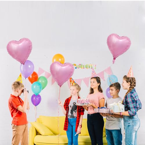 18-Inch Pink Heart Balloons - 20pcs Foil Mylar for Parties