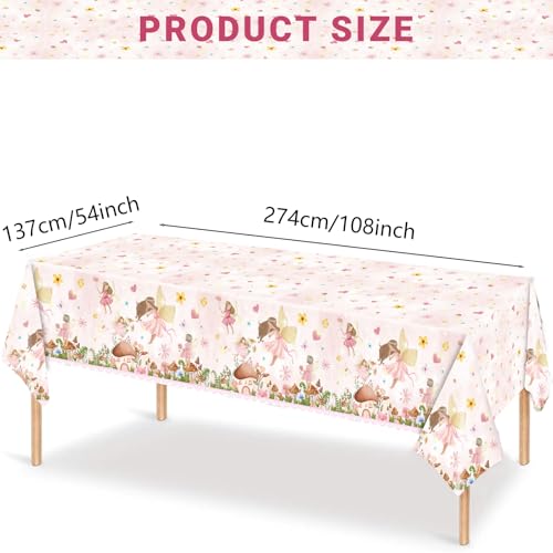 Pink Fairy Plastic Party Table Covers - 3 Pack, 54" x 108"