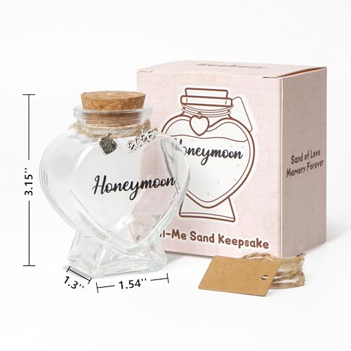 SEEBERY Honeymoon Sand Keepsake Jar - Silver Made with Love Wedding Gift
