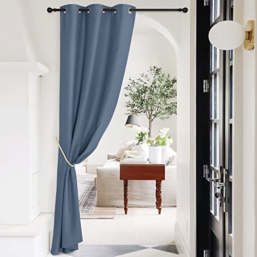 NICETOWN Sliding Room Divider Curtain, 42x95 Inch Privacy Panel, Stone Blue