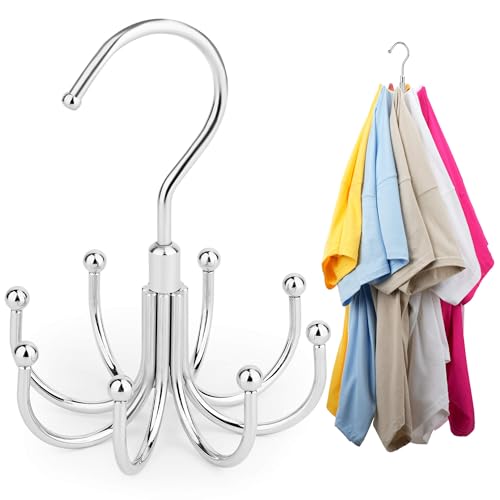 ZEDODIER 8-Hook Space Saving Clothes Hanger, Rotating Metal Organizer - Silver