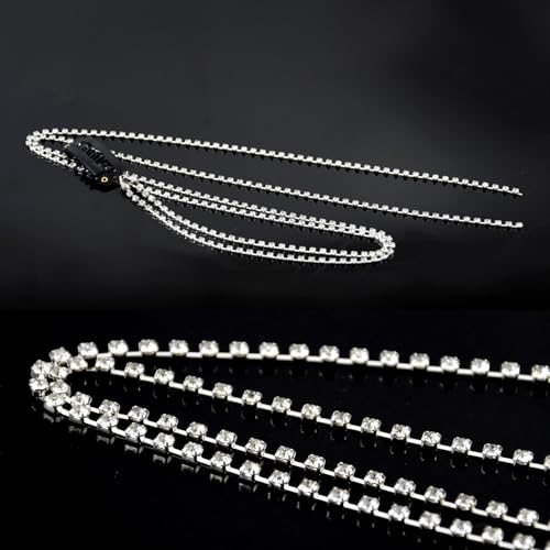 Rhinestone Hair Chains Silver Clip-In Tassel Hair Jewelry 2 Pcs