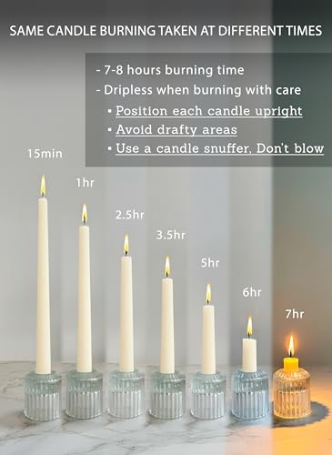 Ivory 10" Classic Taper Candles, 4-Pack, 7-8 Hour Burn