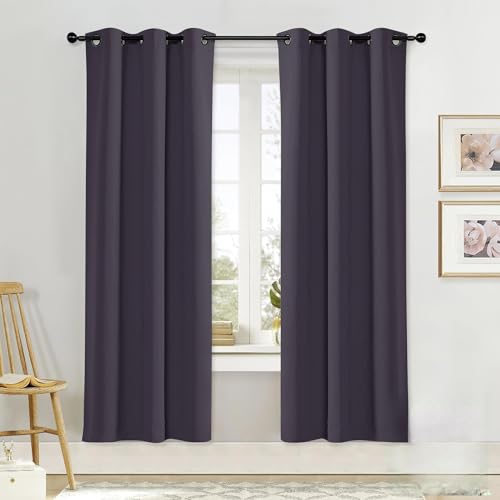NICETOWN Greyish Purple Blackout Curtain Panel, 34" x 72"