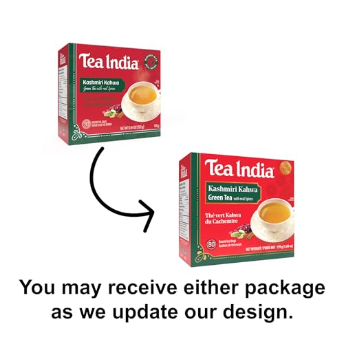 Tea India Kashmiri Kahwa Premium Green Spiced Loose Leaf Tea 80 Bags Pack of 6
