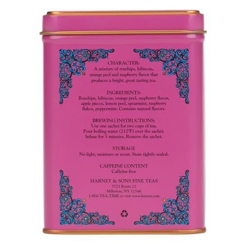 Harney & Sons Raspberry Herbal Tea - Caffeine Free, 20 Sachets