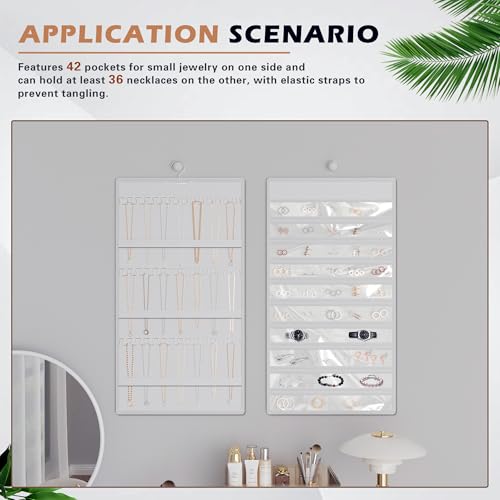 Bosuelife Double-Sided Hanging Jewelry Organizer - White Closet Holder