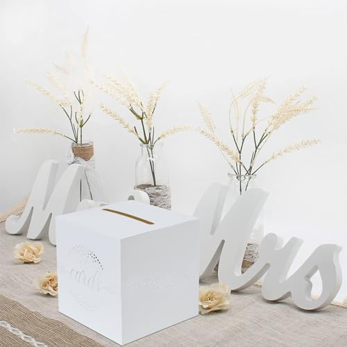 QIKSION White Gift Card Box with Silver Foil Design - 8.7"