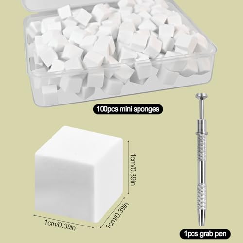 AUUTI 200pcs Soft Ombre Nail Sponges with Grabbing Pen Manicure Tool Set