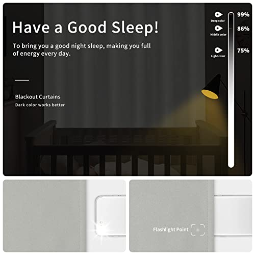 Easy-Going Thermal Blackout Curtains, 42x84 Inch Grommet Drapes - Greyish White