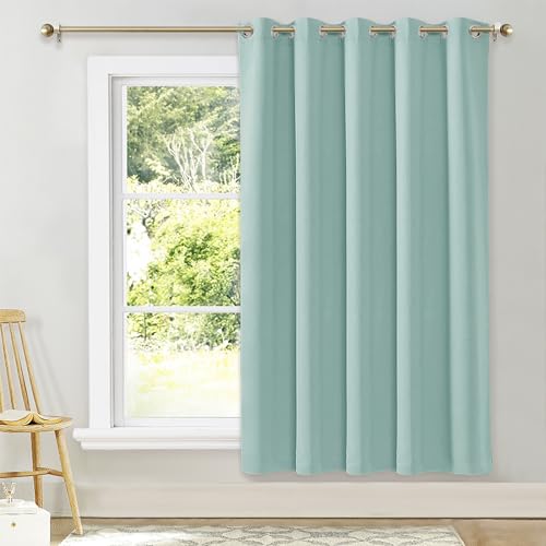 NICETOWN Blackout Curtain for Sliding Door, 70"W x 72"L, Aqua Blue Panel