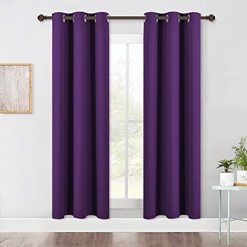 NICETOWN Royal Purple Blackout Curtains, 70" L, 2 Panels, Grommet Top