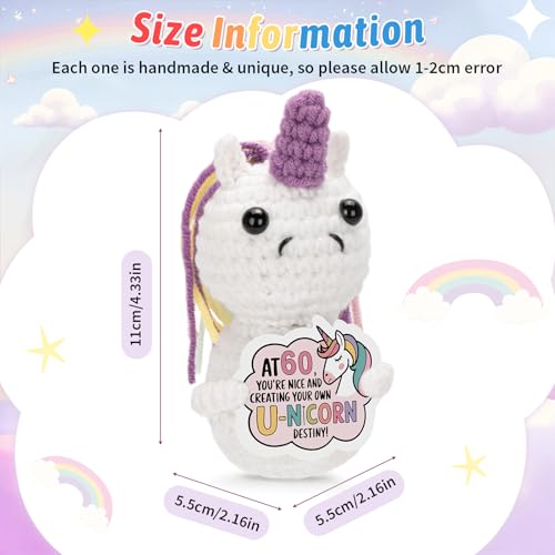 Handmade Positive Unicorn Crochet Doll - 40th, 50th, 60th Birthday Gift