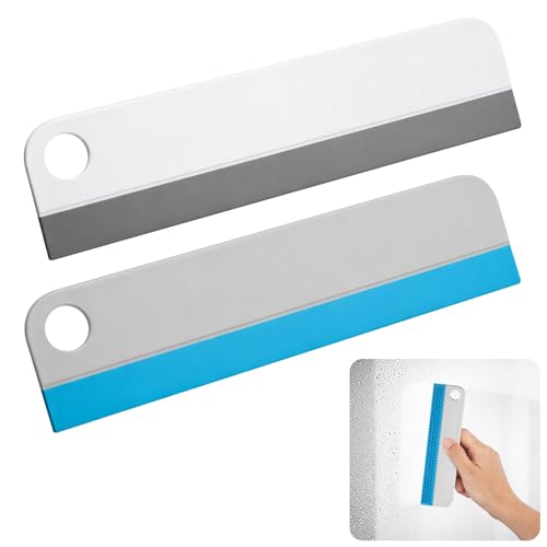 Mini Rubber Squeegee and Scraper Tool for Glass, Windows, and Car Surfaces - 2 Pack