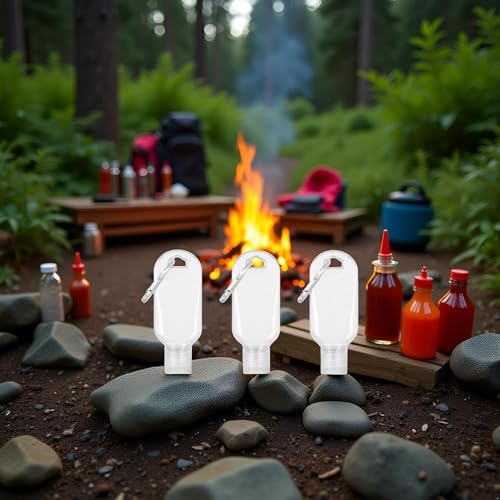 Portable Hot Sauce Keychain Bottles 4Pcs Refillable Travel Containers