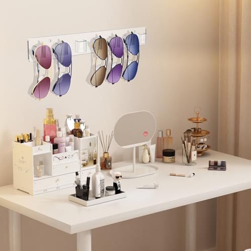 Wall Glasses Organizer 2 Pack – Acrylic Eyewear Display Shelf for Sunglasses & Glasses