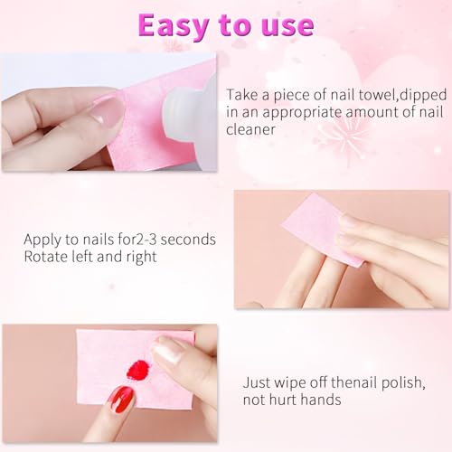 BNWannengwu 450 Pcs Lint-Free Nail Wipes & Cleaning Pads - Pink