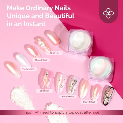 MelodySusie Chrome Nail Powder Set 2Pcs Pearl Aurora Pigment