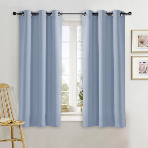 NICETOWN Blackout Curtain Panel for Bedroom, 34x63 Inches, Blue, Thermal Insulated Room Darkening Drapes