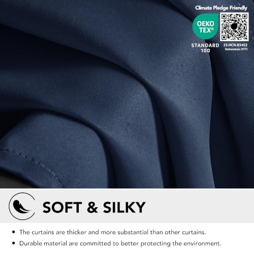 Deconovo Navy Blue Blackout Curtains 80 x 84 Inches, 1 Panel for Bedroom & Living Room