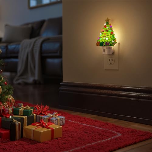 Warm Christmas Tree Night Light - 2 Pack Plug-In Holiday Decor