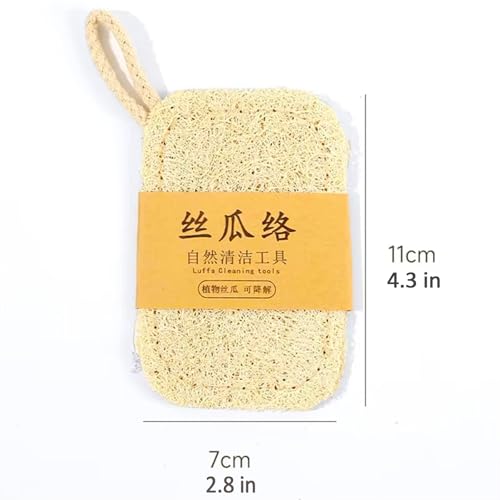 8 Natural Loofah Kitchen Sponges with Hanging Loops for Cleaning