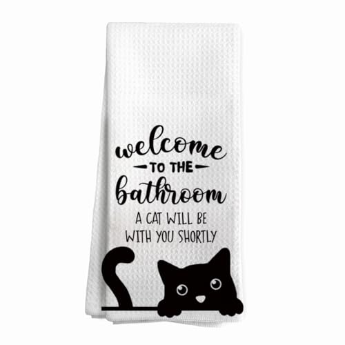 Black Cat Bathroom Hand Towels - Decorative Kitchen & Bath Towels, 16x24 Inch