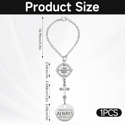 Christian Cross & Compass Car Hanging Ornament with Psalm 91:11