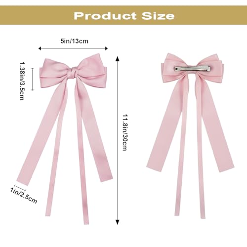 Awpeye 3 Pack Large Pink Satin Hair Bows with Alligator Clips