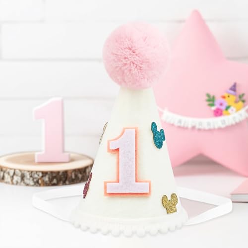 Pink Mouse Birthday Hat for Girls - 1st Birthday Cake Smash Photo Prop