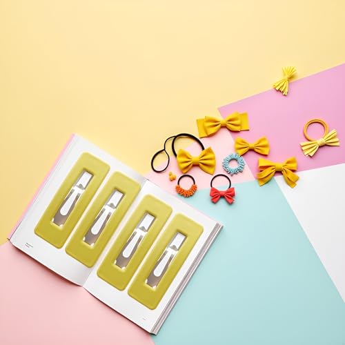 Yellow Matte Square Hair Clips Set of 4 for Women and Girls