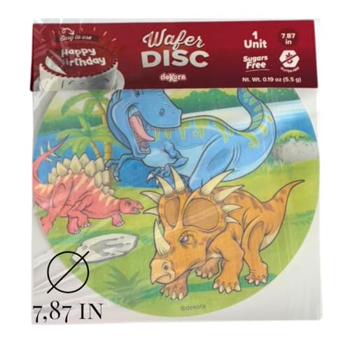 Dinosaur Edible Cake Decorations - 7.8-Inch Wafer Toppers for Kids