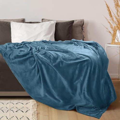 Utopia Bedding Flannel Fleece Blanket, Twin Size 60x80 Inch - Stone Blue