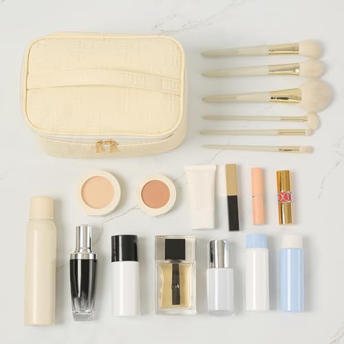 Meiyuuo Travel Makeup Bag PU Leather Waterproof Cosmetic Pouch with Brush Holder