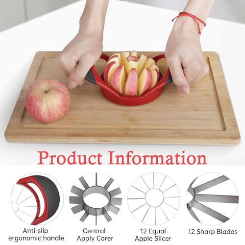 12-Blade Apple Slicer and Corer - 4.72 Inch Stainless Steel Fruit Cutter