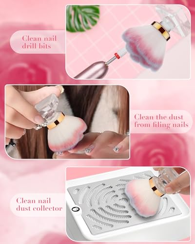 Rolybag Soft Rose Nail Art Dust Brush for Manicure Powder Remover