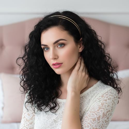 Metal Headbands 4-Pack Gold Silver Multi-Layer Hair Bands for Women
