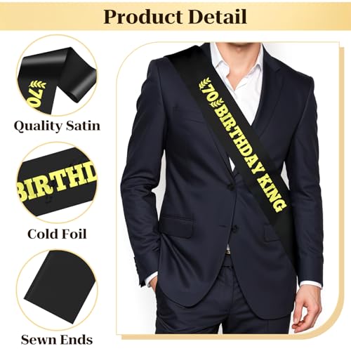 70th Birthday King Sash for Men | Fun Party Decoration & Gift