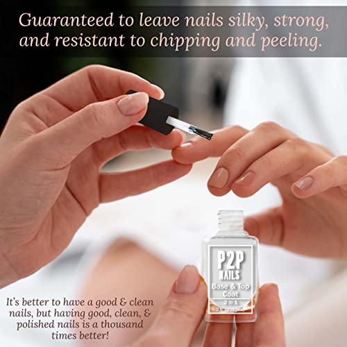 P2P Nails Gel Top Coat and Base Coat Long Lasting Glossy Finish No Wipe