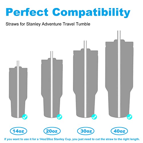 6 Pack Reusable Straws for Stanley Adventure Quencher 30/40 oz