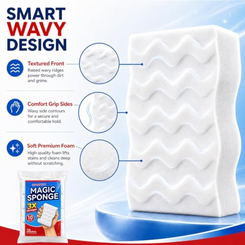 Cerexult 10-Pack 3X Density Magic Sponge Erasers Heavy Duty Cleaning Sponges