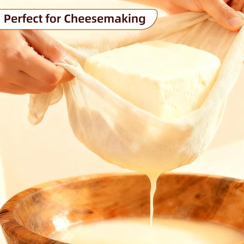6-Pack Unbleached Cotton Cheesecloth 20x20" - Food-Grade for Nut Milk & Cheese