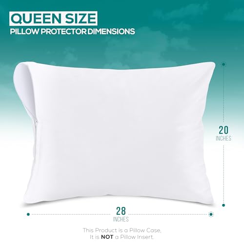 Utopia Bedding Queen Pillow Protectors - Waterproof & Bed Bug Proof (4 Pack)