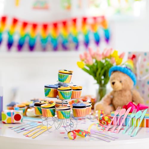50 Pcs Heavy Duty Pastel Plastic Spoons Set for Parties