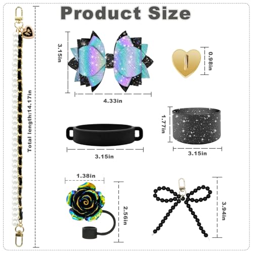 Bling Accessories Set for 20/30/40 oz Stanley Cup - Glitter Bow, Strap & Boot